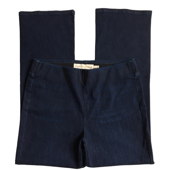 Soft Surroundings The Ultimate Pull-On Bootcut Dark Wash Blue Denim Jeans Large - Picture 4 of 16